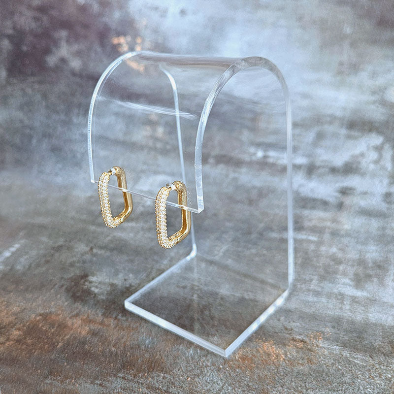 Yellow Gold Huggies Earrings with Cubic Zirconia Stones