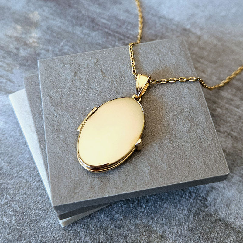 Large 9ct Gold Oval Locket Pendant Gold Necklaces