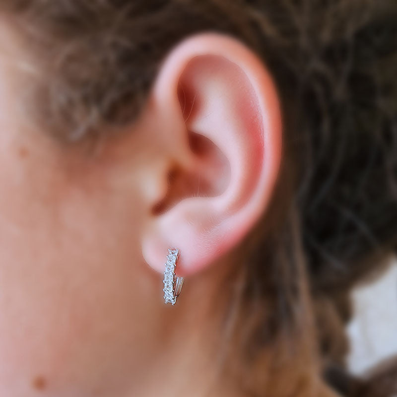 Sterling Silver Oval Earrings with cubic stones