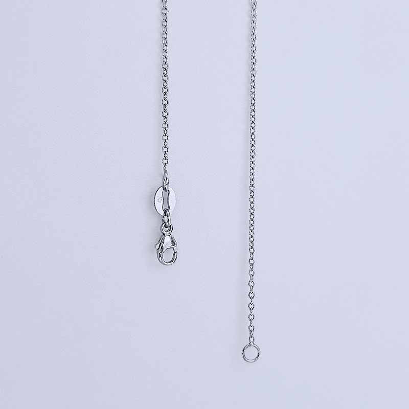 Platinum chain with clasp on a light gray background