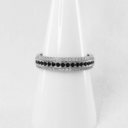 Cubic Eternity Ring with Black and Clear Stones