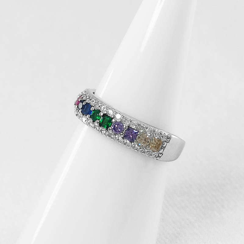CZ Chakra Ring Made with sterling silver and cubic stones