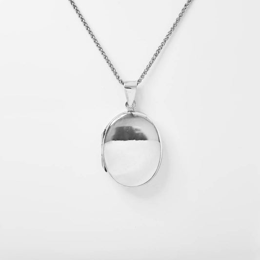 Sterling Silver Oval Locket - Smooth and Plain surface for engraving