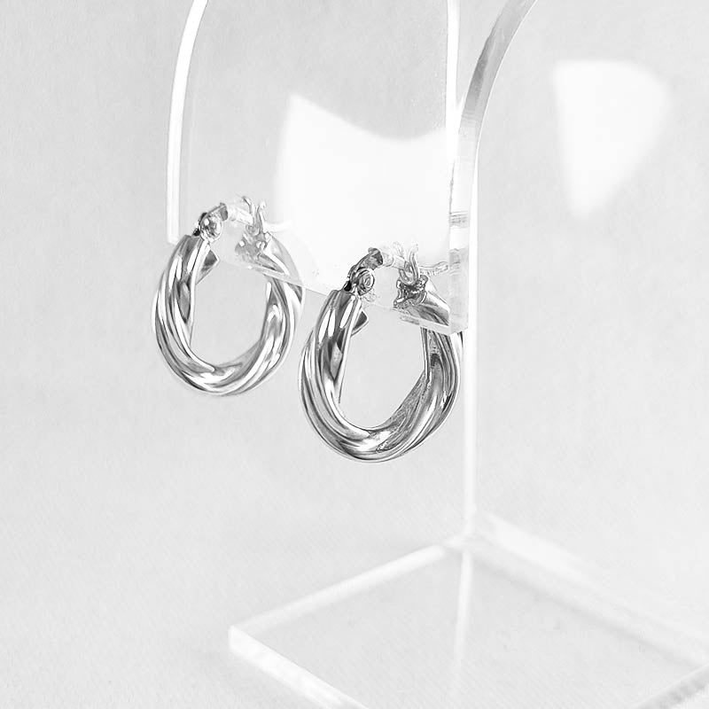 Sterling Silver Twisted Hoop Earrings