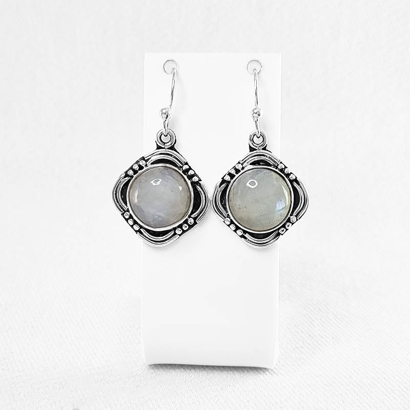 Large Moonstone Earrings made with sterling silver