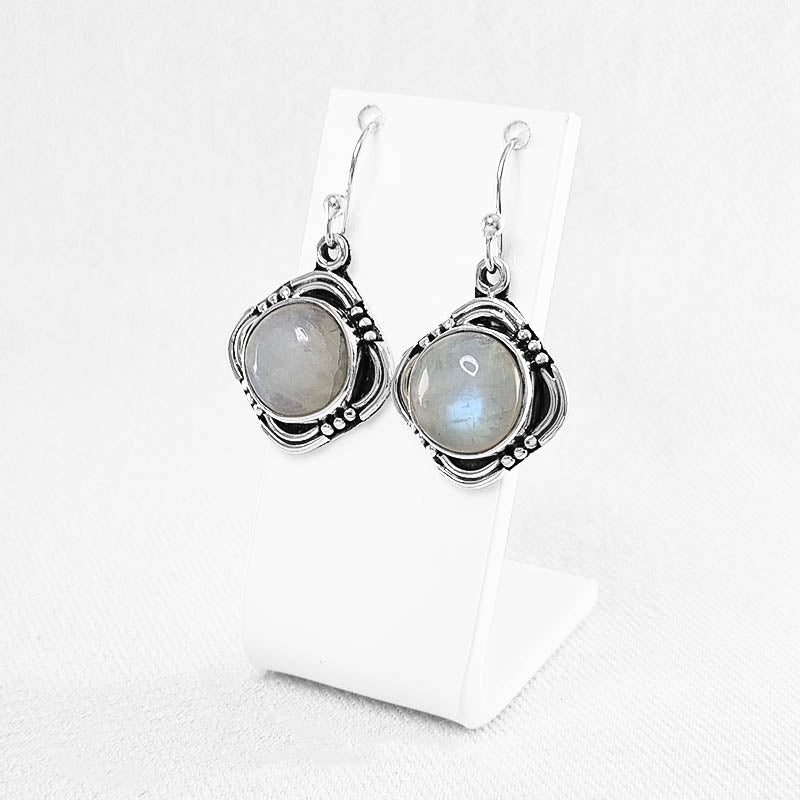 Large Moonstone Earrings made with sterling silver