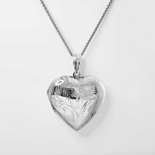 extra large sterling silver heart locket with a silver necklace