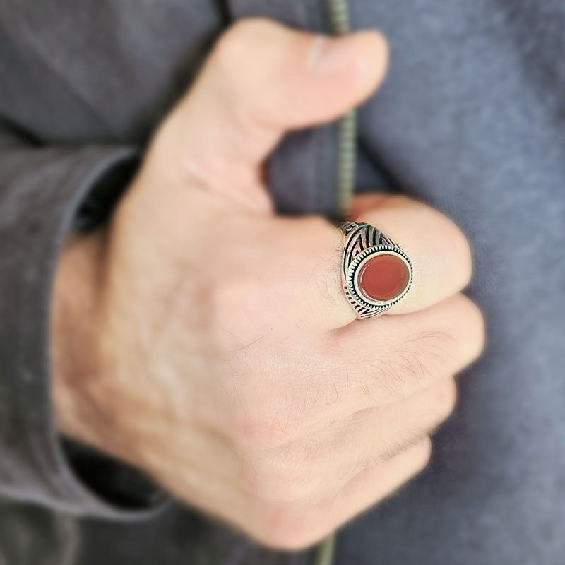 Gent's Stone Ring with stone inlay