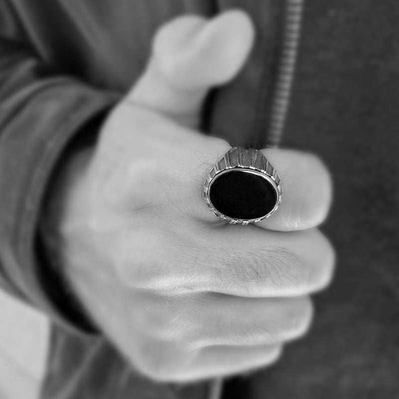 Extra Large Black Onyx Stone Ring