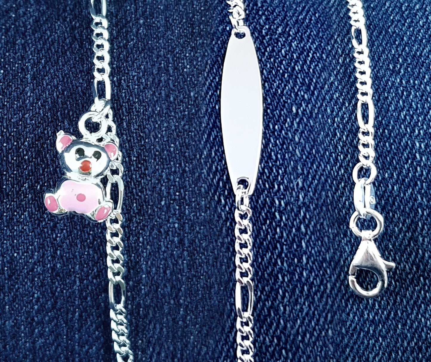 Sterling Silver Baby Bracelet - Teddy Bear Charm