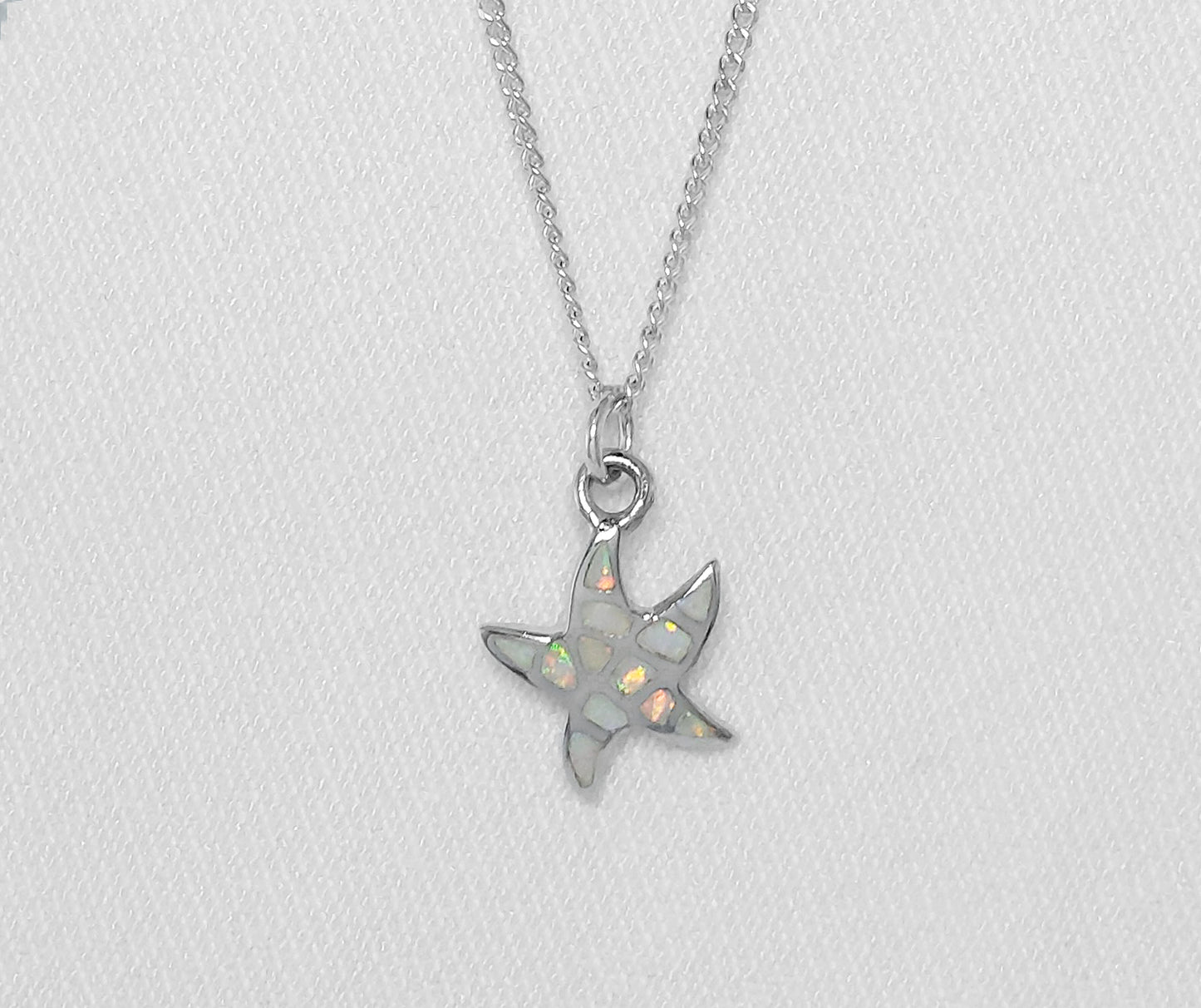 Sterling Silver Starfish Pendant With Crushed Opal Inlay