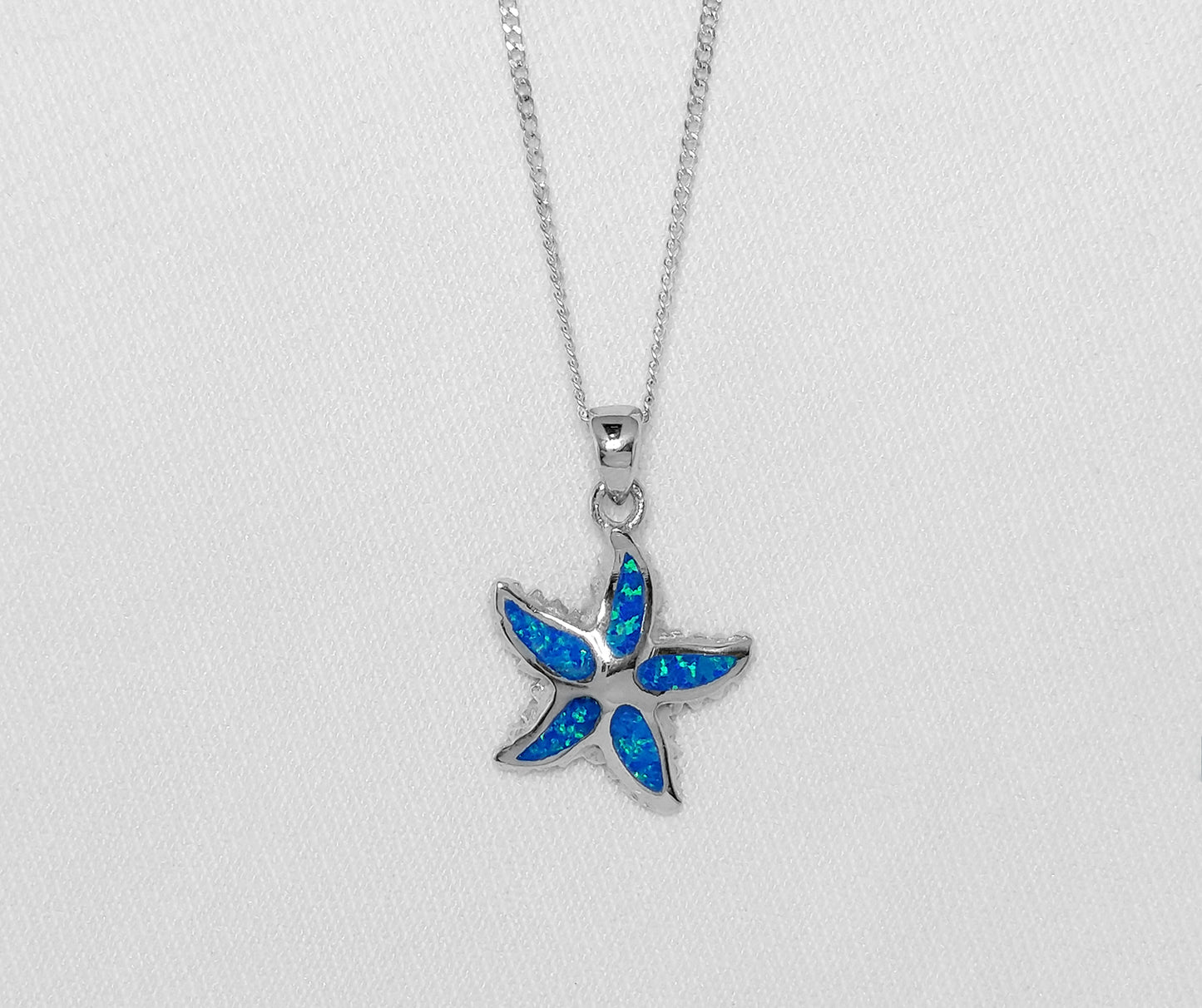 Sterling Silver Starfish Pendant With Crushed Opal Inlay