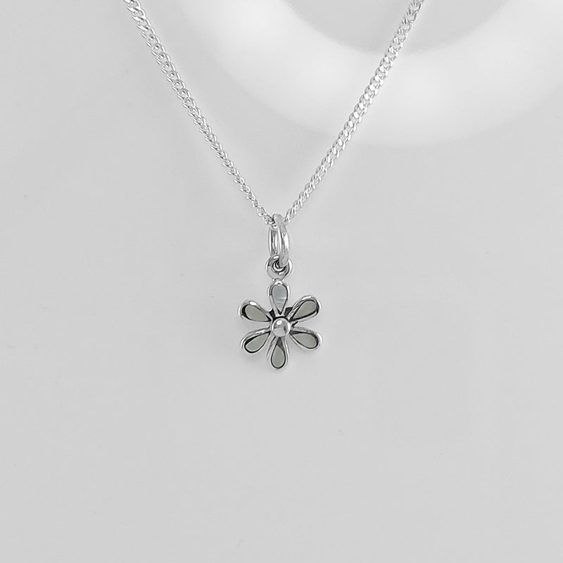 Sterling Silver Mother of Pearl Flower Pendant