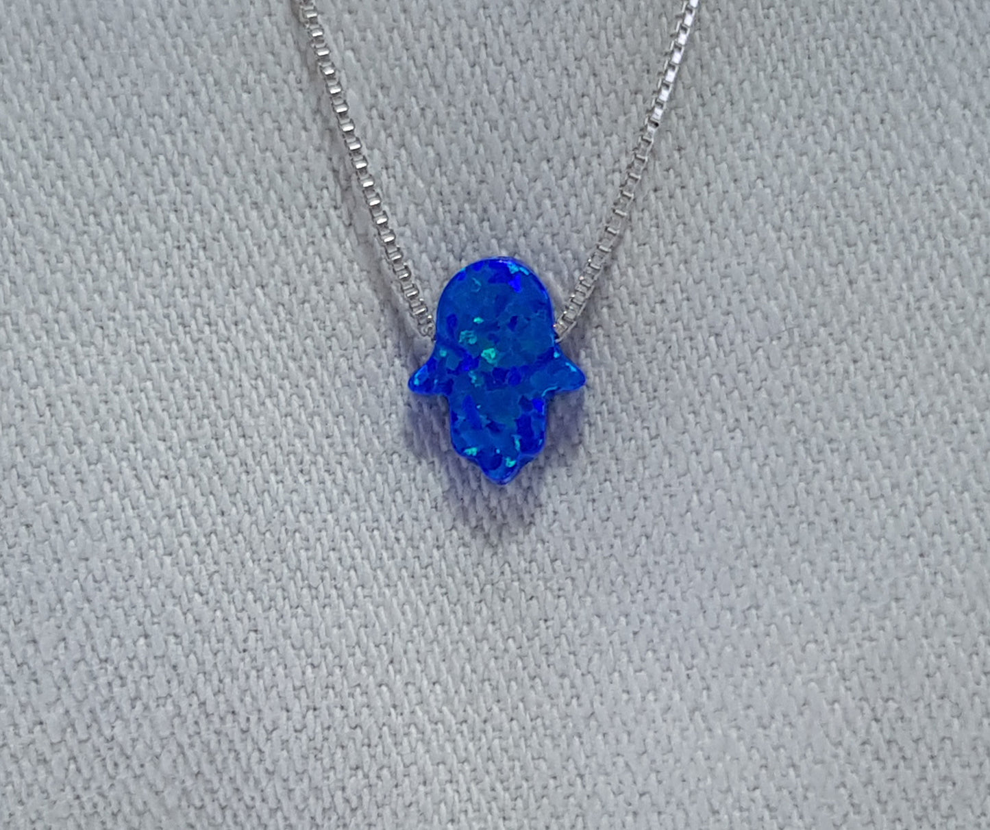 Crushed Opal Hamsa Hand Necklace - Sterling Silver