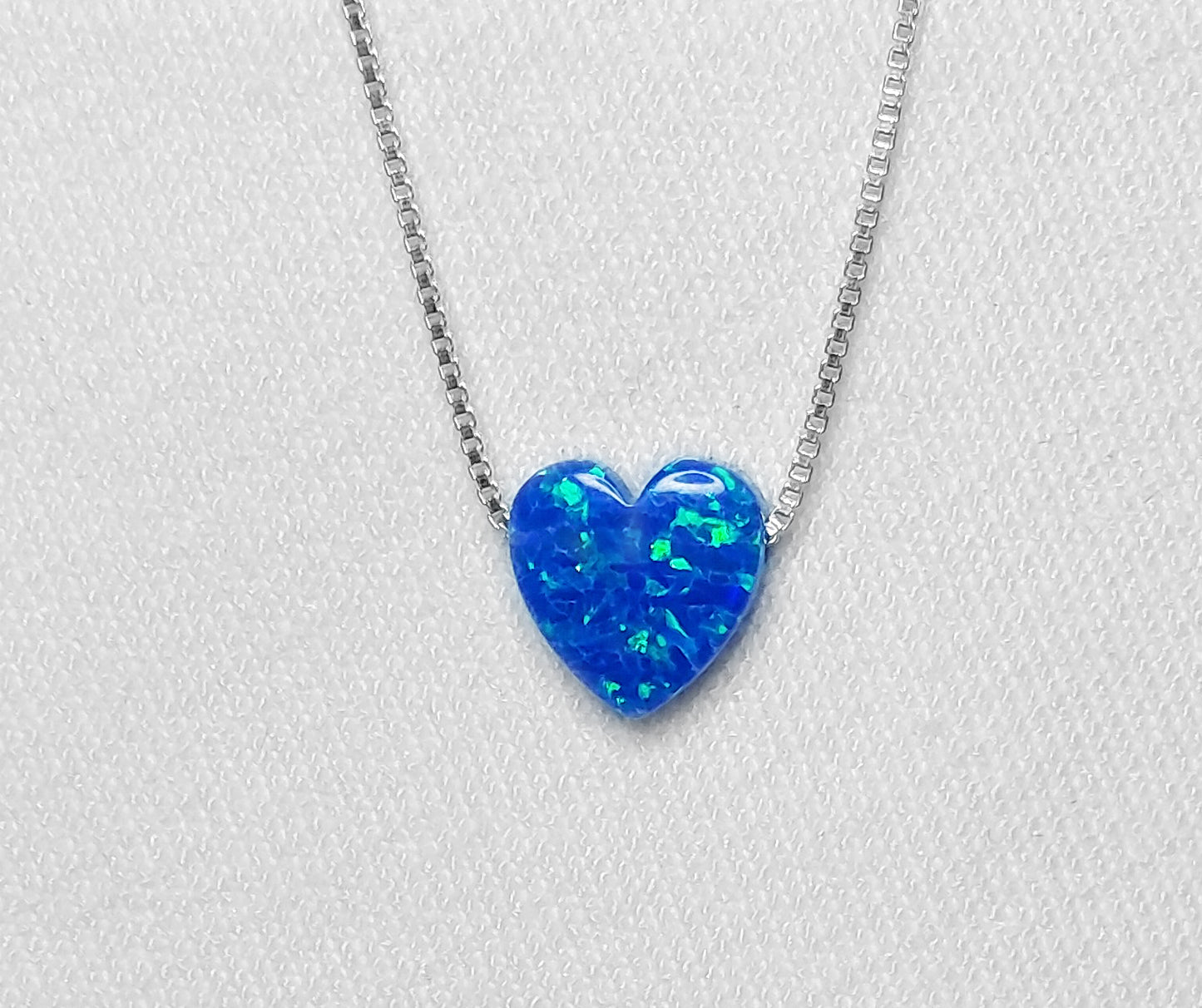 Sterling Silver Crushed Opal Heart Necklace