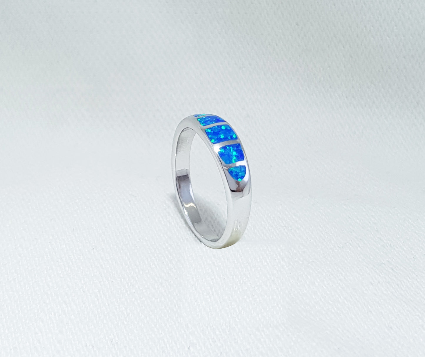 Sterling Silver Ring with Crushed Opal Inlay