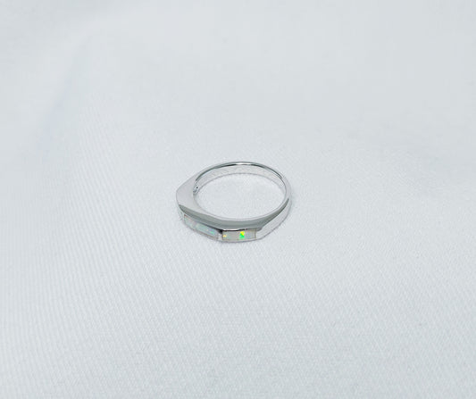 Sterling Silver White Crushed Opal Ring 