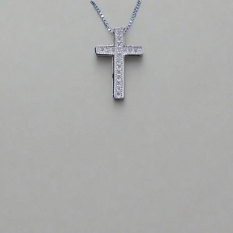 Sterling silver cross with cubic zirconia stones - Large slider