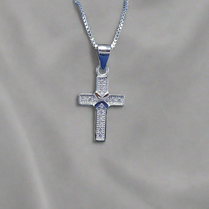 Sterling silver cross with cubic zirconia stones
