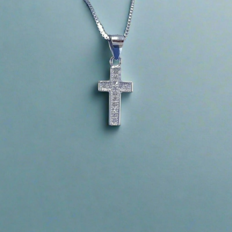 Sterling silver cross with cubic zirconia stones