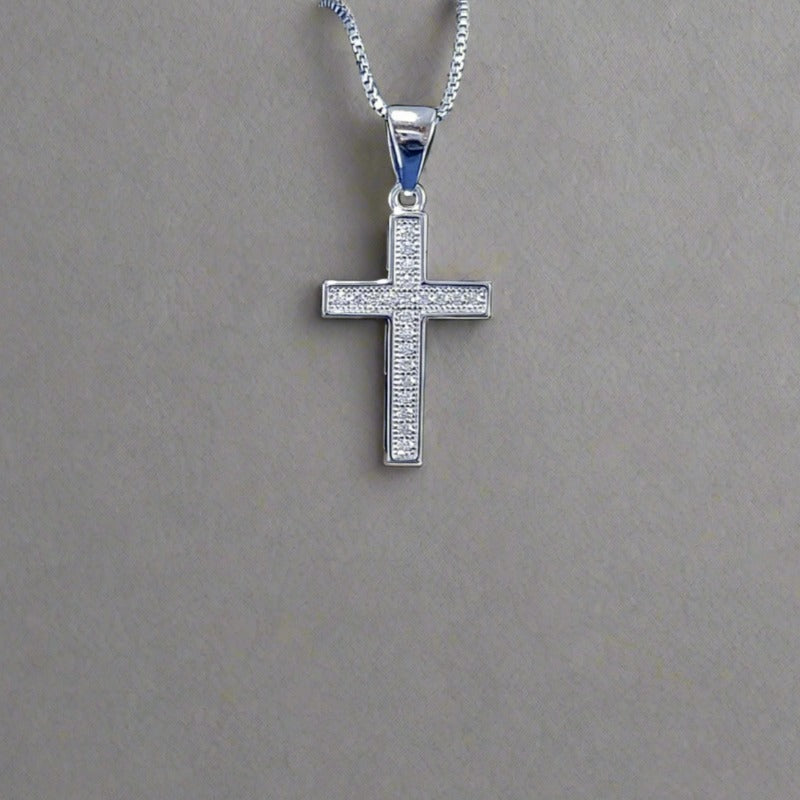 Sterling silver cross with cubic zirconia stones