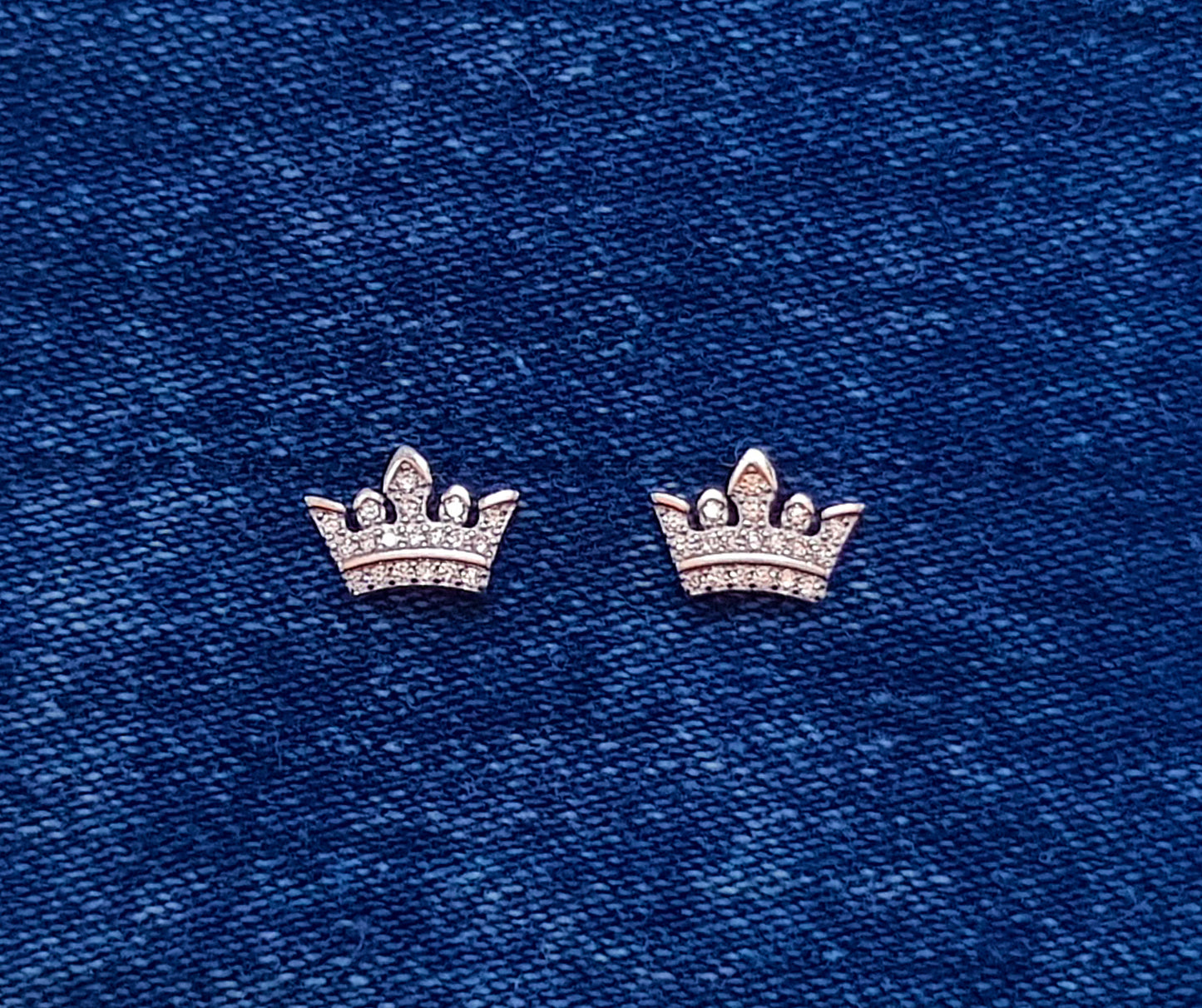 Cubic Zirconia Crown Studs set in Sterling Silver