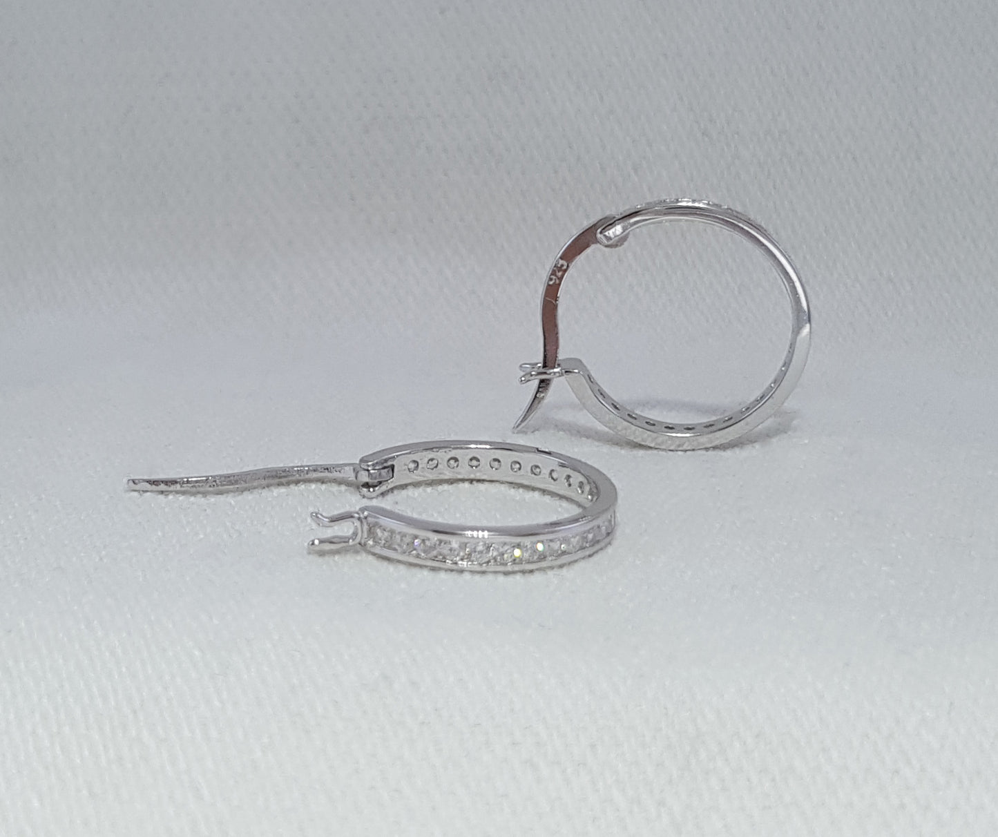 Sterling Silver Hoops with Cubic Zirconia Stones