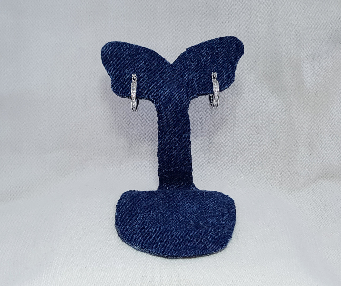 Sterling Silver Hoops with Cubic Zirconia Stones