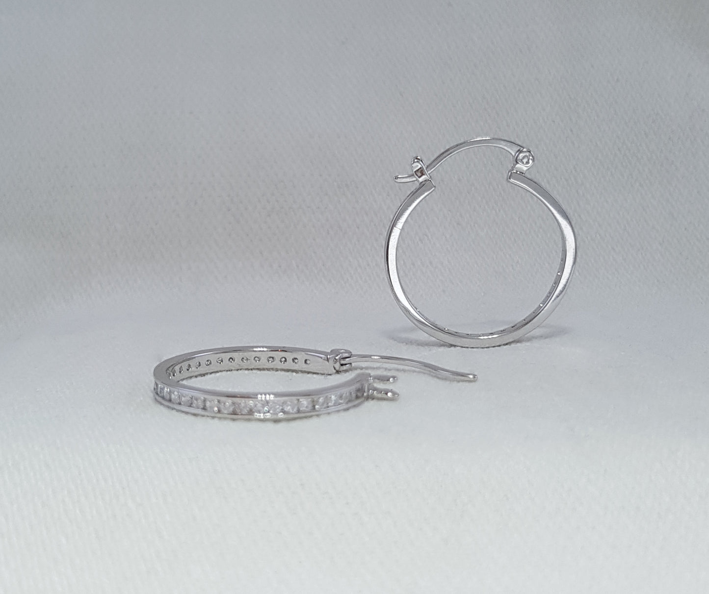 Sterling Silver Hoops with Cubic Zirconia Stones