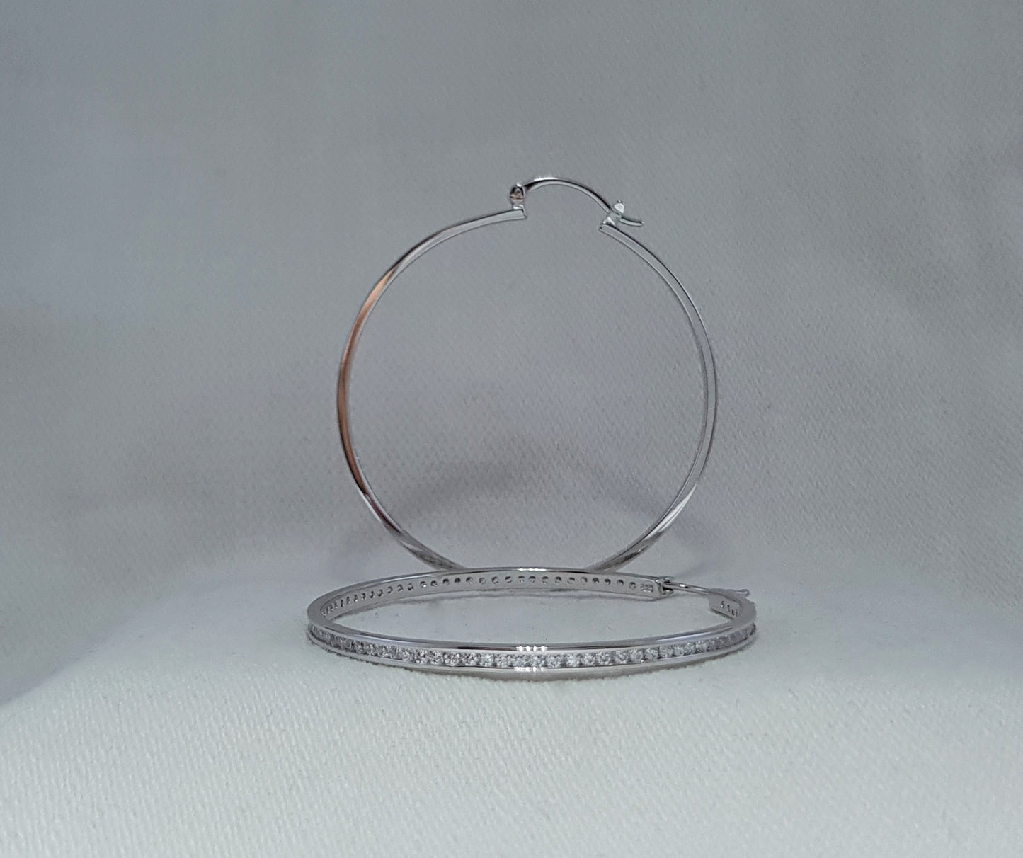 Sterling Silver Hoops with Cubic Zirconia Stones