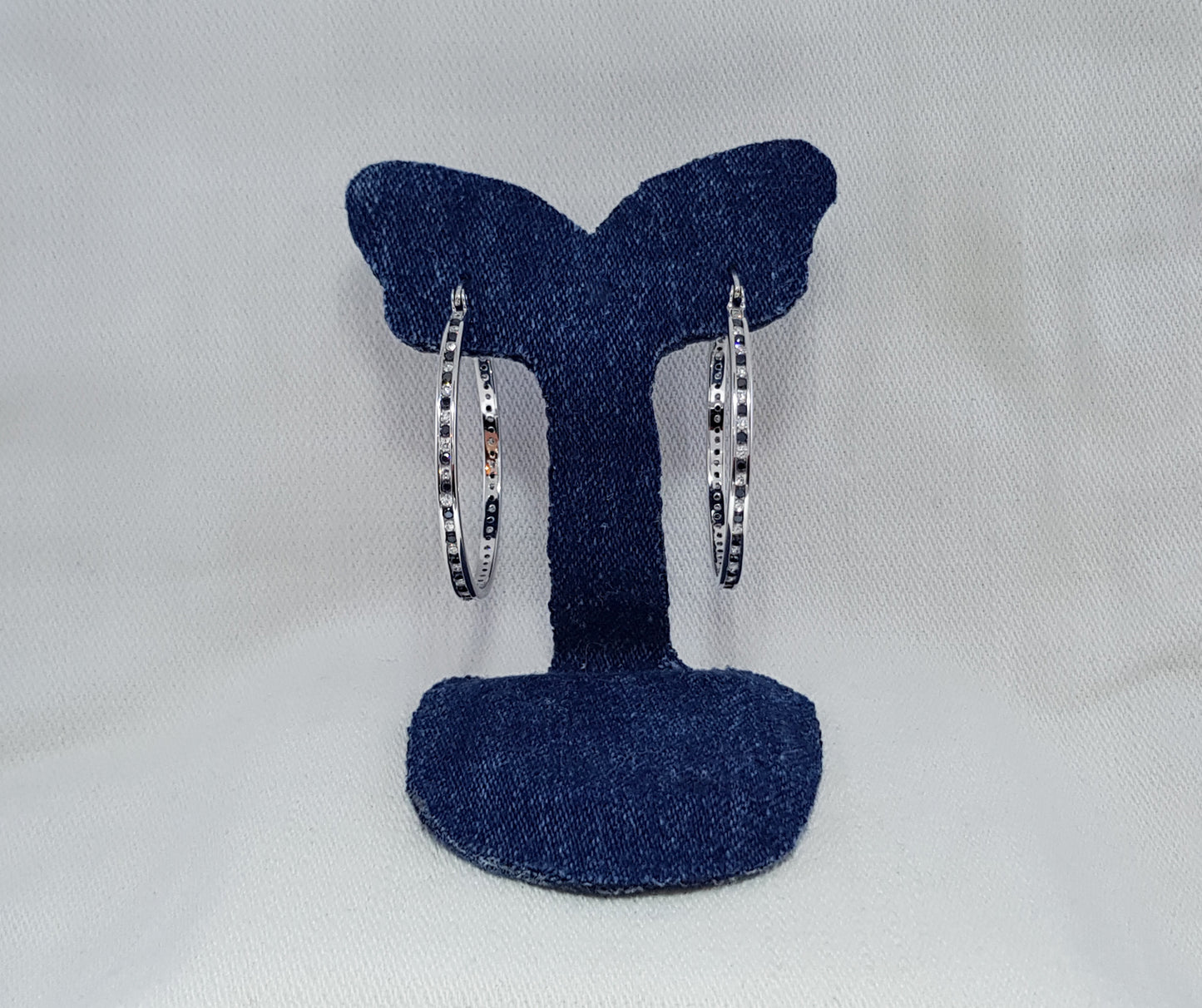 Sterling Silver Hoops with Cubic Zirconia Stones