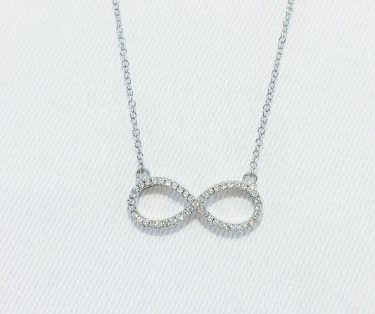 sterling silver infinity necklace with cubic zirconia stones