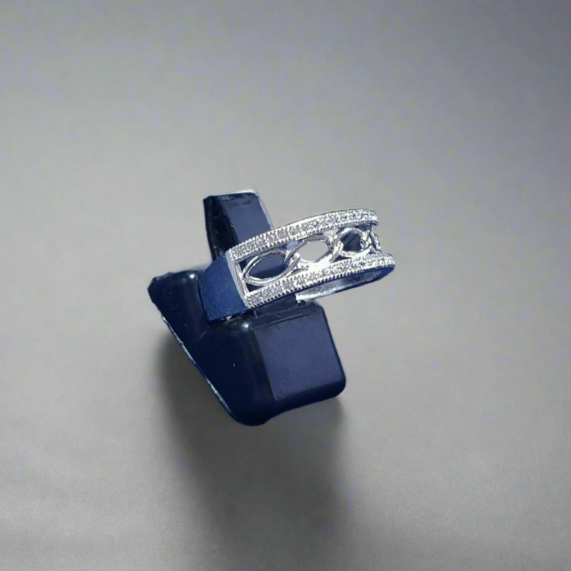 Sterling Silver Ring with Cubic Zirconia Stones - Band Style Design