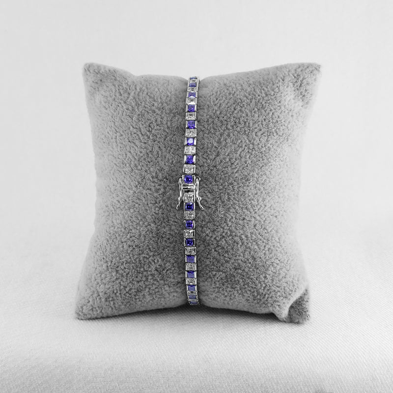 Sterling Silver Tennis Bracelet with Purple and White Cubic Zirconias