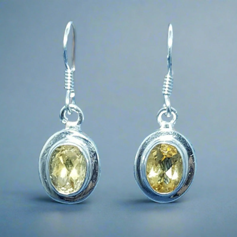 Silver Earrings with Citrine gemstones