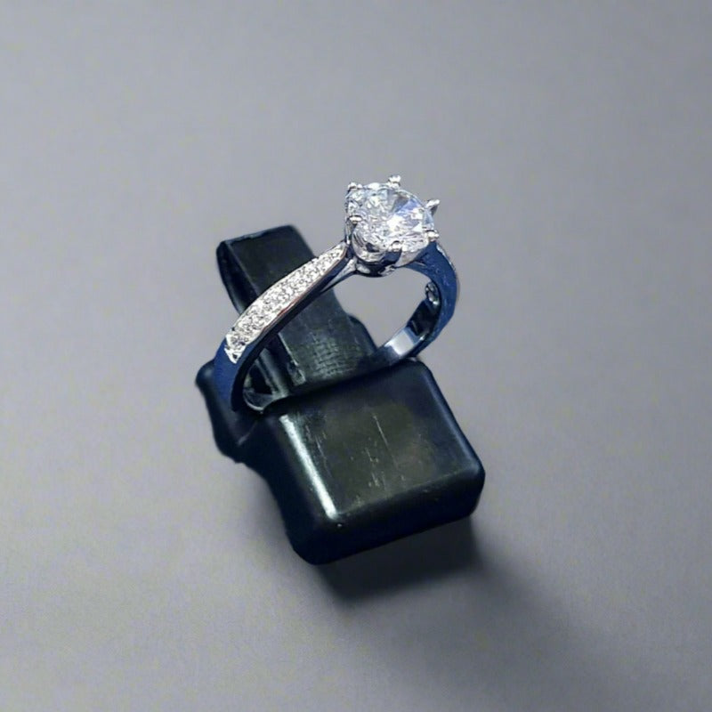 Sterling Silver Cubic Ring- Raised Crown