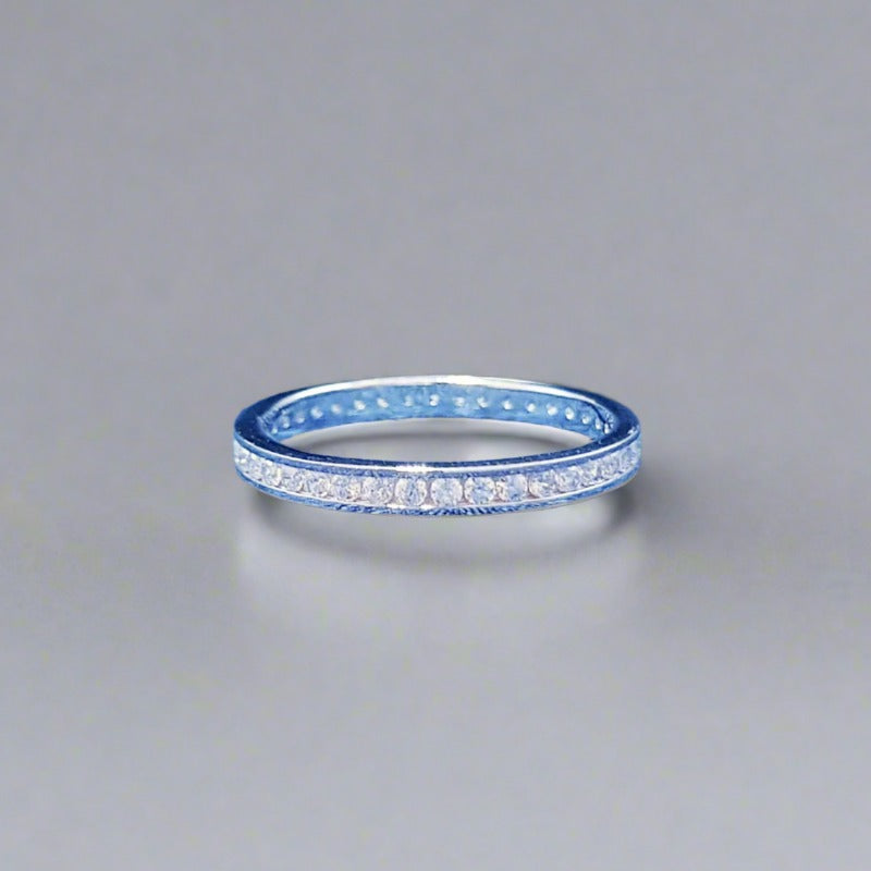 Sterling Silver Eternity Band with Cubic Zirconia Stones