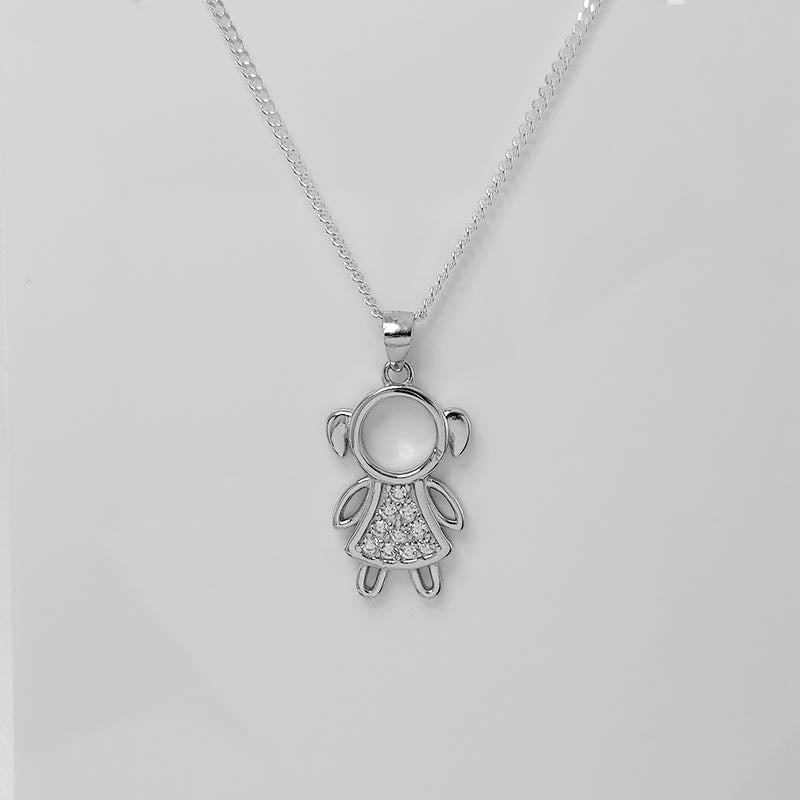 Sterling Silver Little Girl charm with cubic stones.