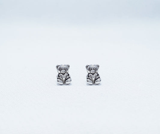 Sterling Silver Teddy Bear Stud Earrings