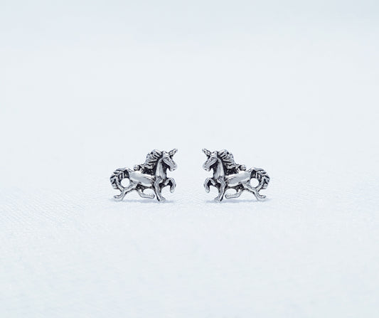 sterling silver unicorn stud earrings