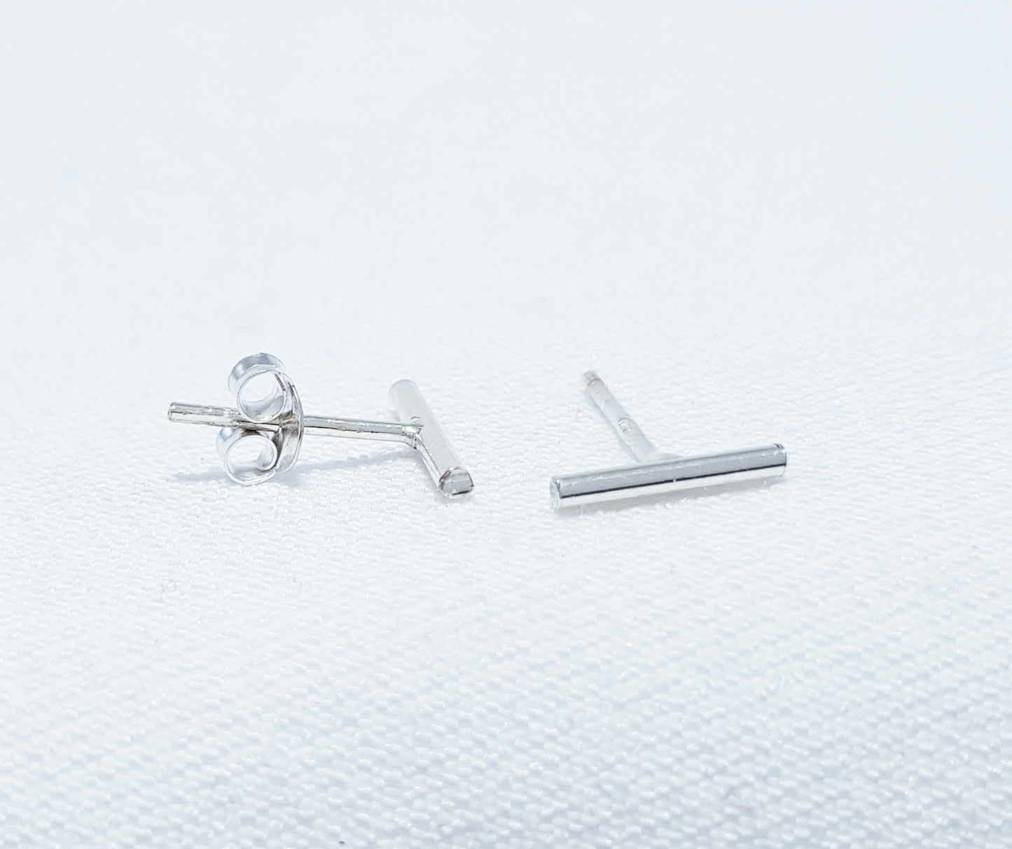 sterling silver round bar stud earrings