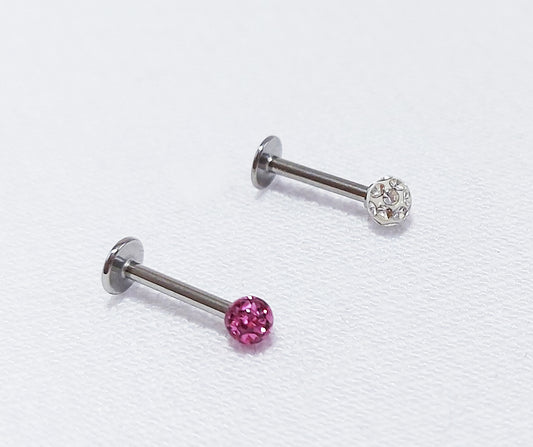 Surgical Steel Labret with Cubic Zirconia Stones
