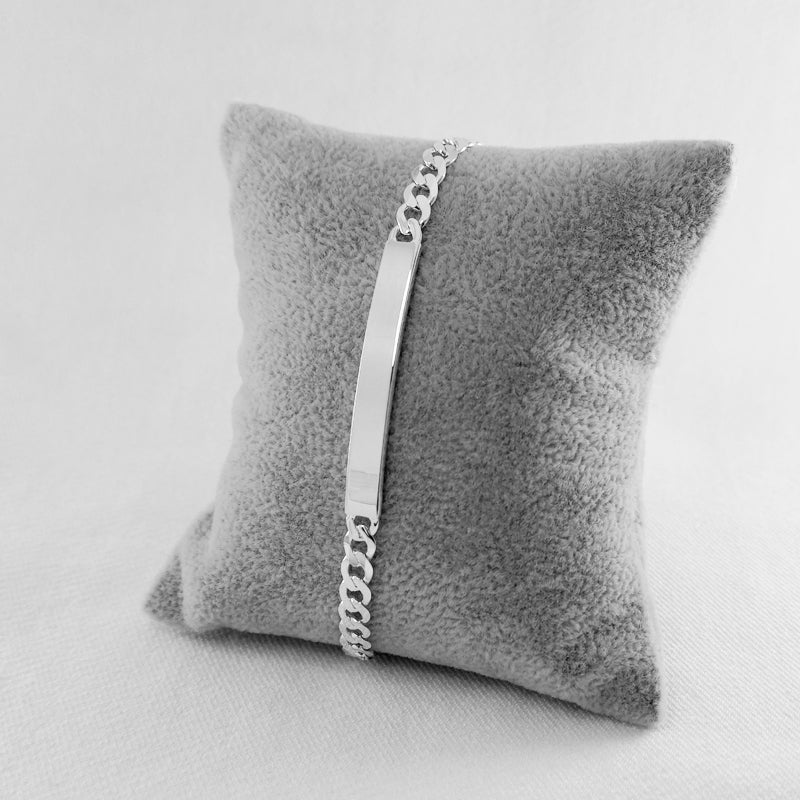 Sterling Silver ID Bracelet. Curb Link Design