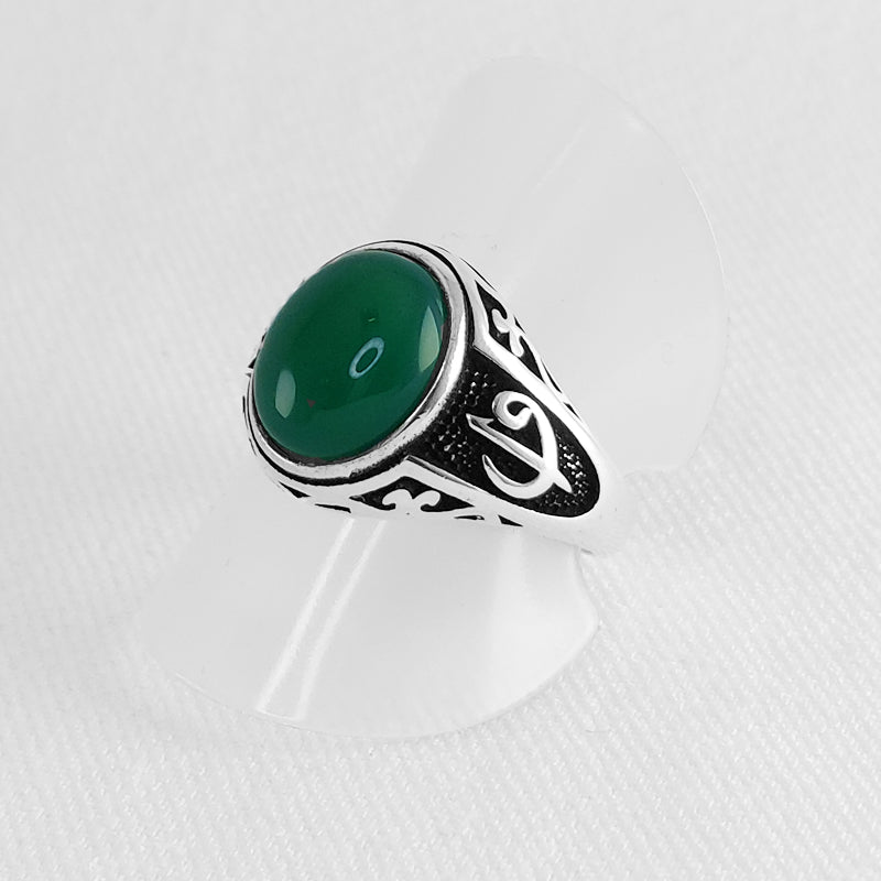 Sterling Silver Green Onyx Stone Ring 