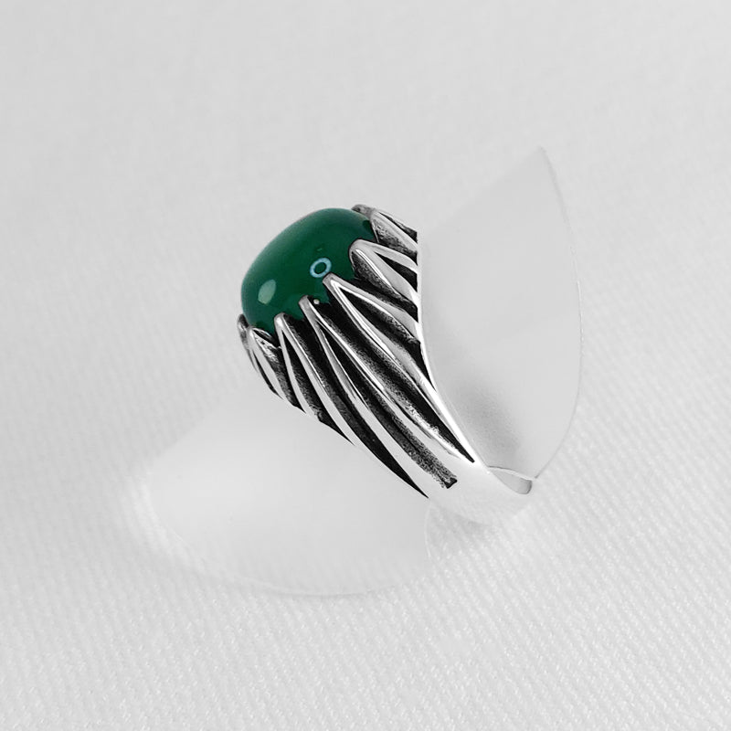 Sterling Silver Green Onyx Stone Ring