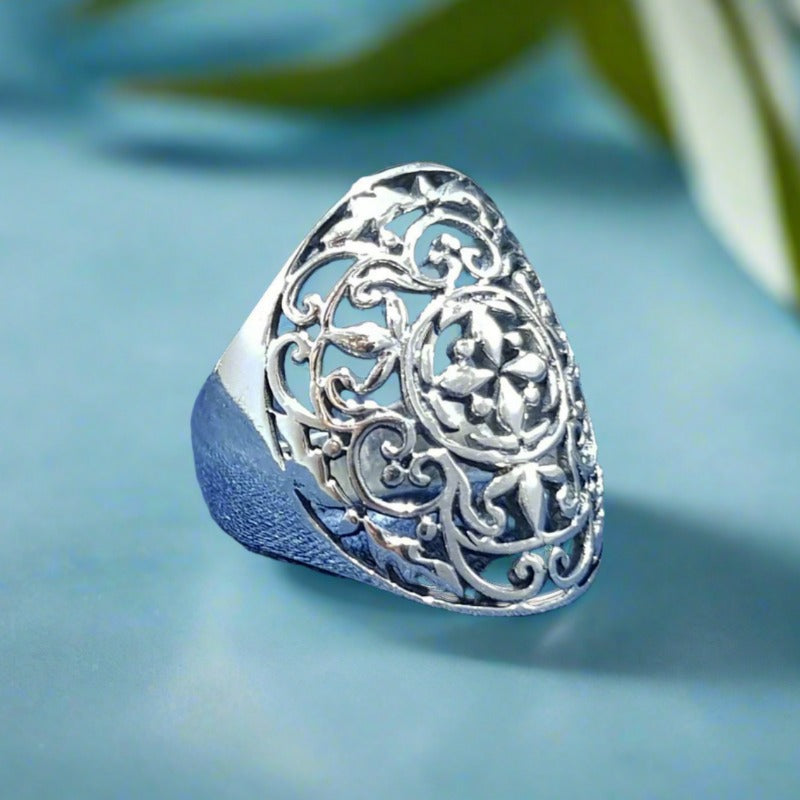 Sterling Silver Filigree Ring For Women
