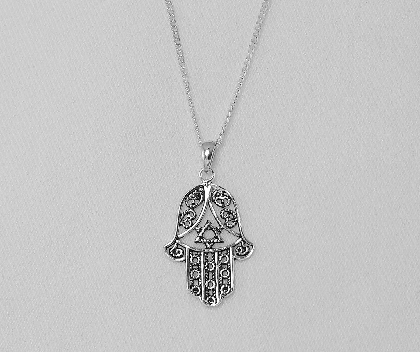 Sterling Silver Hamsa Hand Pendant