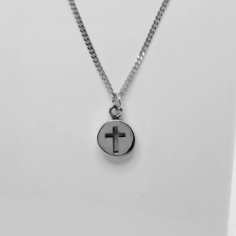 Sterling Silver Cross Pendant - Disc Design