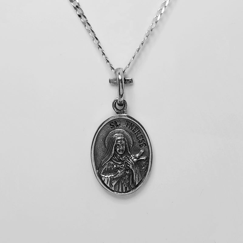 Sterling Silver St Christopher and St Therese Pendant