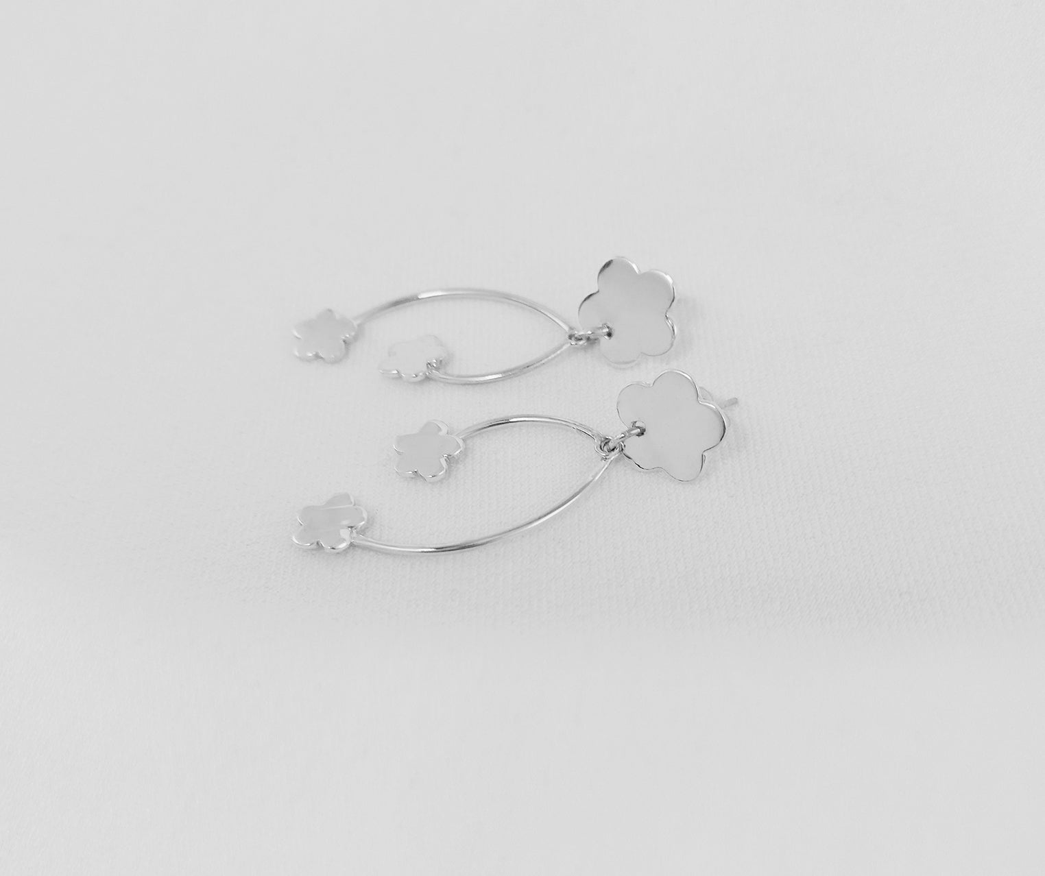 Sterling Silver Floral Drop Earrings